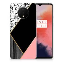 OnePlus 7T | TPU Hoesje | Zwart Roze Vormen