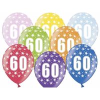 24x stuks Ballonnen 60 jaar thema met sterretjes