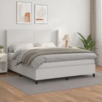 Boxspring met matras kunstleer wit 160x200 cm
