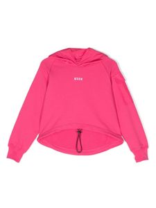 MSGM Kids hoodie en coton à lien de resserrage - Rose