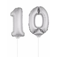 Folie ballonnen cijfer 10 zilver 41 cm - Ballonnen