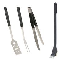 BBQ/barbecue gereedschap set 4-delig RVS inclusief schoonmaakborstel