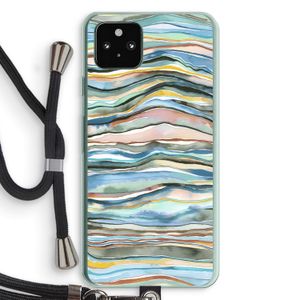 Watercolor Agate: Pixel 5a 5G Transparant Hoesje met koord