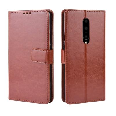 Retro Crazy Horse textuur horizontale Flip lederen case voor OnePlus 7 Pro met houder & kaartsleuven & fotolijstjes (bruin)
