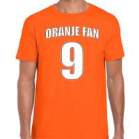 Oranje fan nummer 9 oranje t-shirt Holland / Nederland supporter EK/ WK voor heren - thumbnail