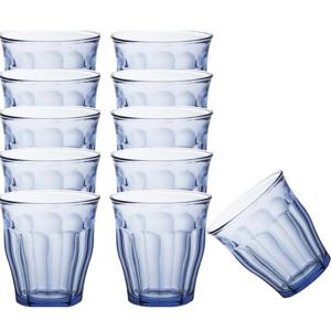 Drinkglazen/waterglazen Picardie - 12x stuks - blauw glas - 250 ML