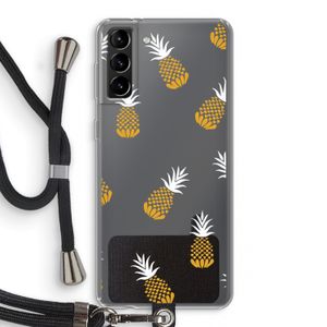 Ananasjes: Samsung Galaxy S21 Plus Transparant Hoesje met koord