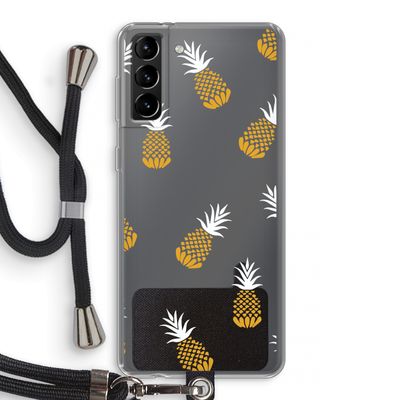 Ananasjes: Samsung Galaxy S21 Plus Transparant Hoesje met koord