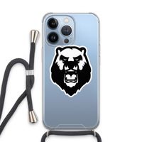 Angry Bear (white): iPhone 13 Pro Transparant Hoesje met koord