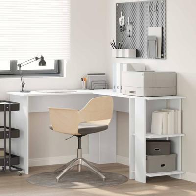 Hoekbureau met opslageenheid met plank Wit 140 x 113.5 x 75 cm