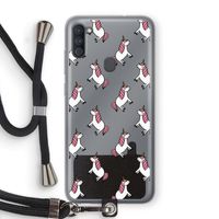 Eenhoorns overal: Samsung Galaxy A11 Transparant Hoesje met koord
