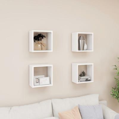 Wandschappen kubus 4 st 26x15x26 cm wit