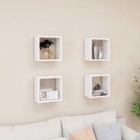 Wandschappen kubus 4 st 26x15x26 cm wit