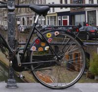 Gerbera bloemen fiets sticker - thumbnail
