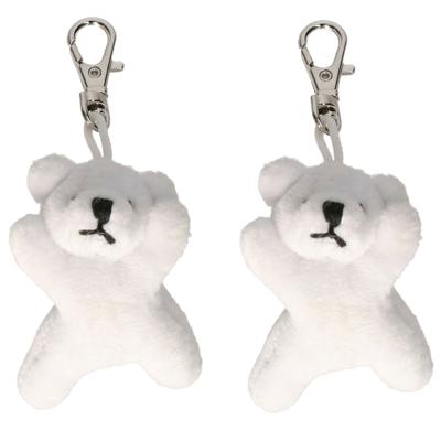 Nature Planet pluche IJsbeer knuffel sleutelhanger - 2x - wit - 6 cm - Speelgoed dieren sleutelhange