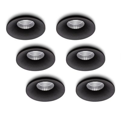 LED-inbouwspot set 6 stuks Villa zwart 5W extra warm-wit 2700K