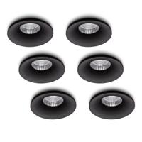 LED-inbouwspot set 6 stuks Villa zwart 5W extra warm-wit 2700K
