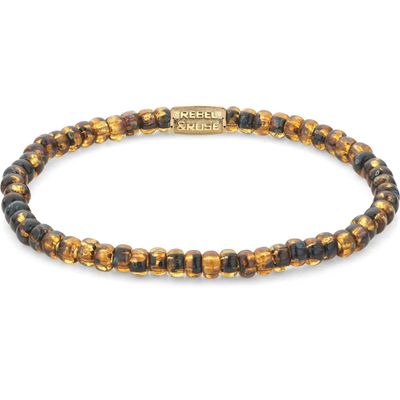 Rebel and Rose RR-40114-G Rekarmband Beads Glass Rocks Tiger Gold 4 mm