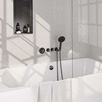 Brauer Gunmetal carving inbouw - douchegarnituur - 3 carving knoppen - handdouche rond 3 standen - PVD- geborsteld gunmetal 5-GM-096