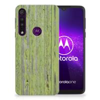 Motorola One Macro | Bumper Hoesje | Green Wood