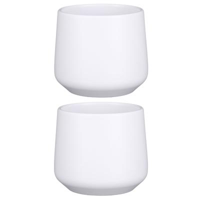 Mica Decorations Bloempot/plantenpot - 3x stuks - mat wit - H15,5/D17 cm - keramiek