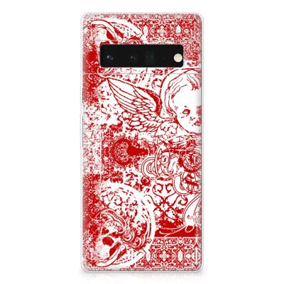 Silicone Back Case Google Pixel 6 Pro Angel Skull Rood