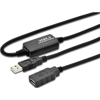 Digitus USB-kabel USB 2.0 USB-A stekker, USB-A bus 10.00 m Zwart DA-73100-1