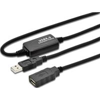 Digitus USB-kabel USB 2.0 USB-A stekker, USB-A bus 10.00 m Zwart DA-73100-1