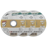 Wolfcraft Slijpschijven | Voor edelstaal | Extra dun | Ø115mm | 3 stuks - 8460000 Wolfcraft Slijpschijven | Voor edelstaal | Extra dun | Ø115mm | 3 stuks - 8460000