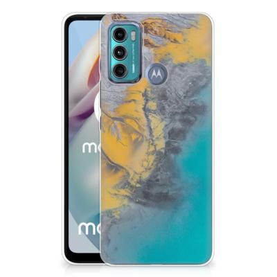 Motorola Moto G60 | TPU | Siliconen hoesje | Marble Blue Gold