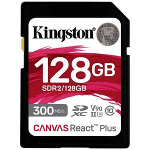 Kingston Technology 128GB Canvas React Plus SDHC UHS-II 300R/260W U3 V90 voor Full HD/4K/8K