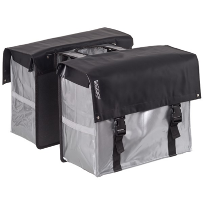 Bagoo dubbele fietstas bisonyl 58 liter zwart/zilver