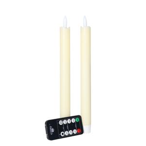 LED dinerkaarsen - 2x - ivoor - 23 cm - met afstandsbediening