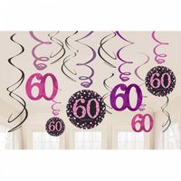 60 jaar hangdecoratie swirls mix pink - thumbnail