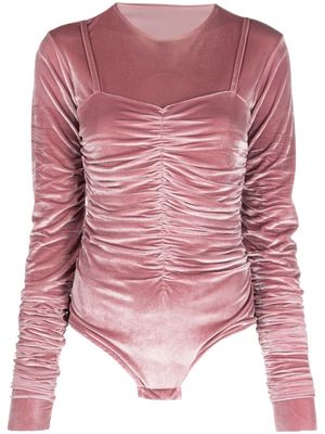 Ioana Ciolacu robe froncée à effet velours - Rose