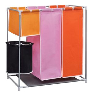 VidaXL 3-delige wassorteerder met wasmand