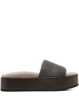 Brunello Cucinelli sandales à semelle épaisse 50 mm - Gris