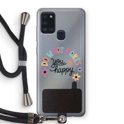 Happy days: Samsung Galaxy A21s Transparant Hoesje met koord