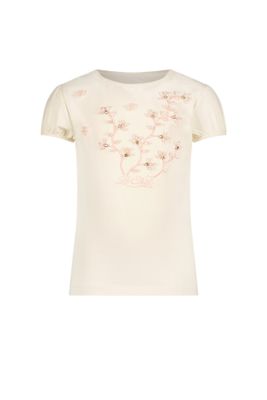 Le Chic Meisjes t-shirt luxe bloemen - Nommy - Pearled ivoor wit