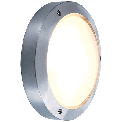 Buiten wand- / plafondlamp BULAN zilvergrijs/glas gesatineerd 1xE14