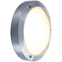 Buiten wand- / plafondlamp BULAN zilvergrijs/glas gesatineerd 1xE14