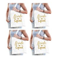 6x Vrijgezellenfeest Bride Squad tasje wit goud/ goodiebag dames - thumbnail