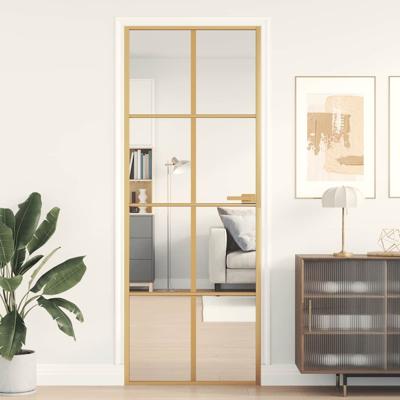 VidaXL Binnendeur smal 76x201,5 cm gehard glas en aluminium goudkleur