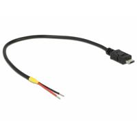 Delock USB-kabel USB 2.0 USB-micro-B stekker, Open kabeleinde 0.2 m Zwart 85541