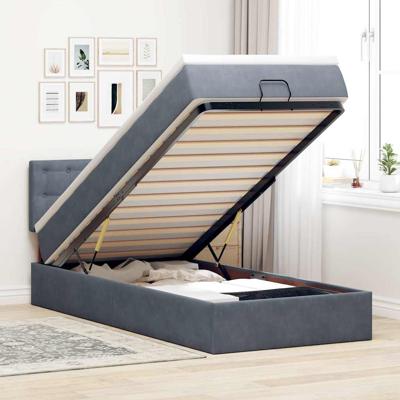 Ottoman bed met matras en LED's 100x200 cm fluweel donkergrijs