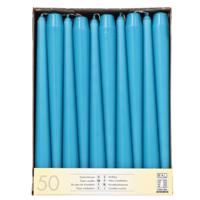 Dinerkaarsen/kandelaarkaarsen Mega pack - 50x stuks - turquoise - Gotisch - 25 cm