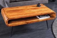 Massief houten salontafel ALPHA 90cm natuurlijke Sheesham steenafwerking metalen poten met opbergruimte - 43749