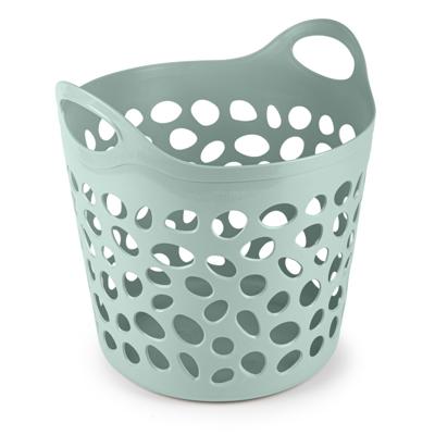 Flexibele wasmand/opbergmand - rond - groen - 35 liter - D40 x H39 cm