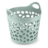 Flexibele wasmand/opbergmand - rond - groen - 35 liter - D40 x H39 cm