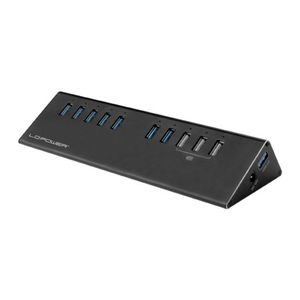 LC-Power LC-HUB-ALU-2B-10 interface hub USB 3.2 Gen 1 (3.1 Gen 1) Micro-B 5000 Mbit/s Zwart